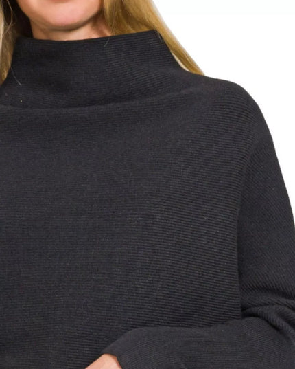 Zenana Viscose Dolman Sleeve Mock Neck Sweater - Sleekdenim.com