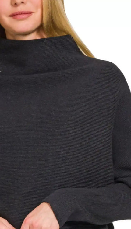 Zenana Viscose Dolman Sleeve Mock Neck Sweater - Sleekdenim.com