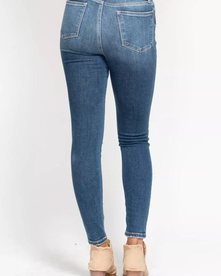 Judy Blue Full Size High Rise Button Fly Skinny Jeans Plus Size - Sleekdenim.com