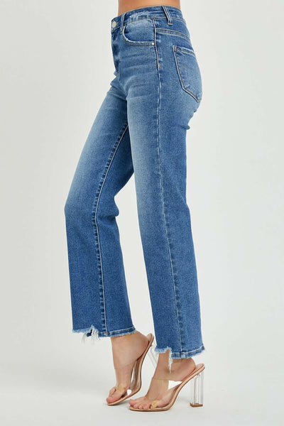 RISEN High Rise Straight Jeans Dark