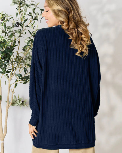 Basic Bae Full Size Ribbed Cocoon Cardigan - Sleekdenim.com
