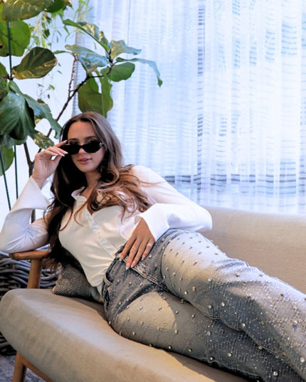 AT2072BTM Jewel Embellished Bootcut Jean - Sleekdenim.com