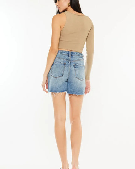 Kancan Full Size Raw Hem High Waist Denim Shorts - Sleekdenim.com