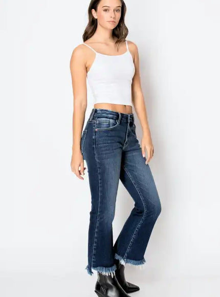 Artemis Vintage AT1018FLDNT Colle High Rise Crop Flare Jeans - Sleekdenim.com