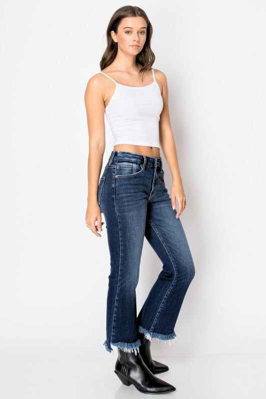 AT1018FLDNT Colle High Rise Crop Flare Jeans - Sleekdenim.com