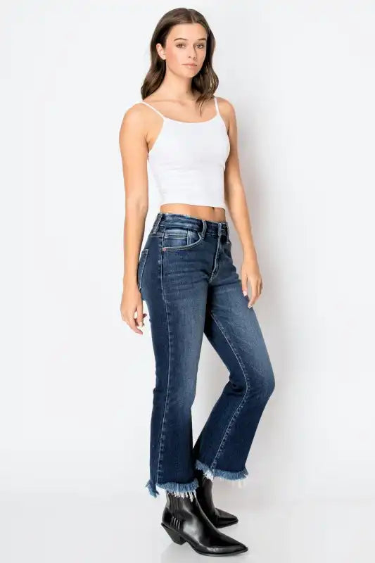 Artemis Vintage AT1018FLDNT Colle High Rise Crop Flare Jeans - Sleekdenim.com