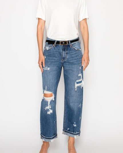 AT2094STM - *Hybrid* High Rise Straight Leg Jeans - Sleekdenim.com
