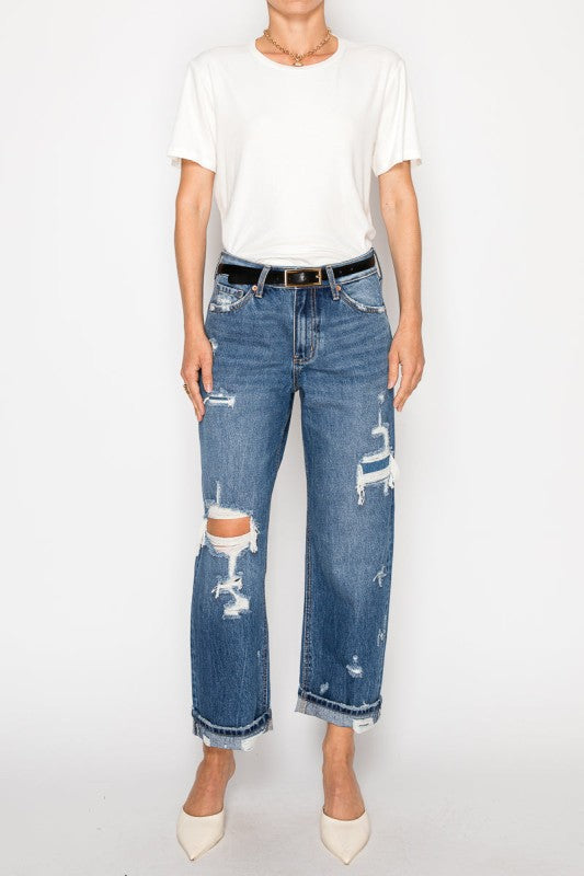 AT2094STM - *Hybrid* High Rise Straight Leg Jeans - Sleekdenim.com