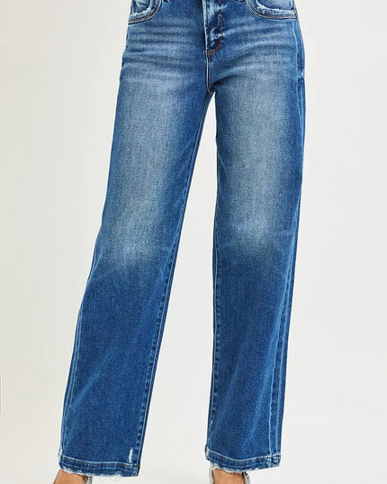 RISEN Full Size Slouchy Baggy Jeans Pocket Side Seam Detail Plus Size - Sleekdenim.com