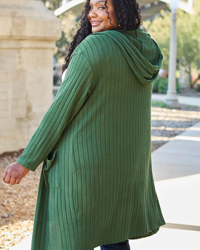 Basic Bae Full Size Hooded Sweater Cardigan - Sleekdenim.com