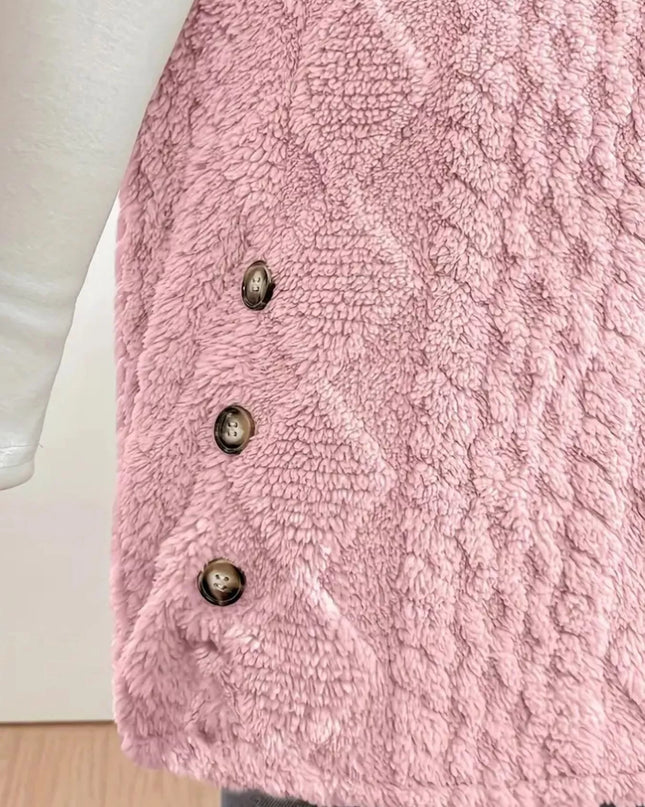 Hooded Button-Up Sherpa Vest Coat - Sleekdenim.com