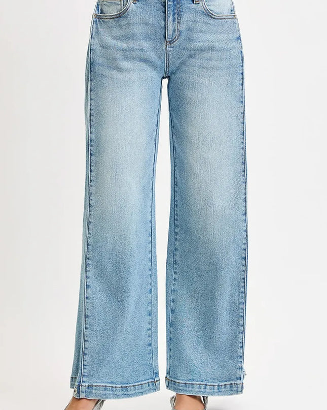 RISEN Mid Rise Wide Barrel Transferable Leg Snap Jeans - Sleekdenim.com