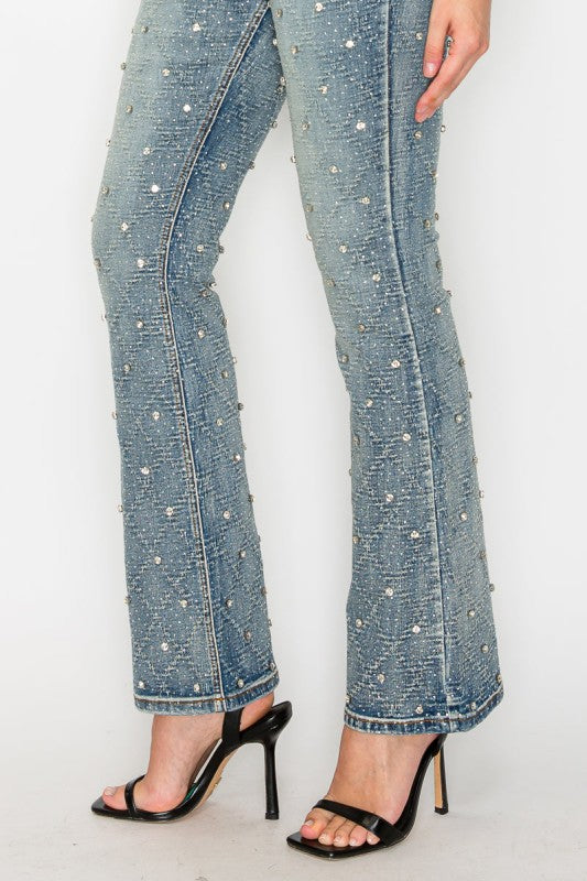 AT2072BTM Jewel Embellished Bootcut Jean - Sleekdenim.com