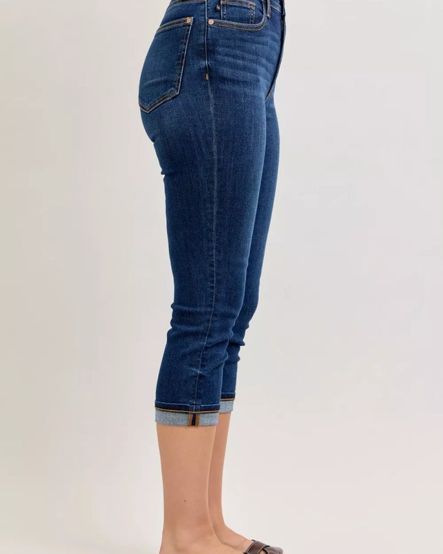 Judy Blue High Waist Capri Jeans with Single Cuff 72123 - Sleekdenim.com