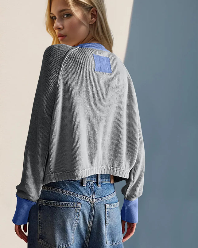 Double Take Contrast Button Up Long Sleeve Cardigan - Sleekdenim.com