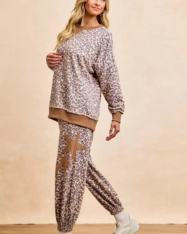 BiBi Leopard Printed French Terry Sweatshirt - Sleekdenim.com