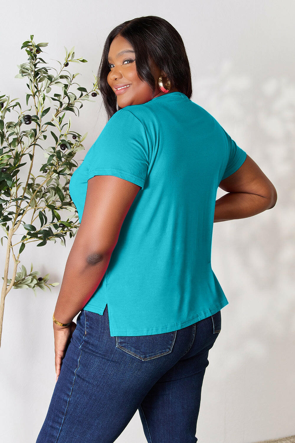 Basic Bae Full Size Round Neck Short Sleeve T-Shirt Turquoise