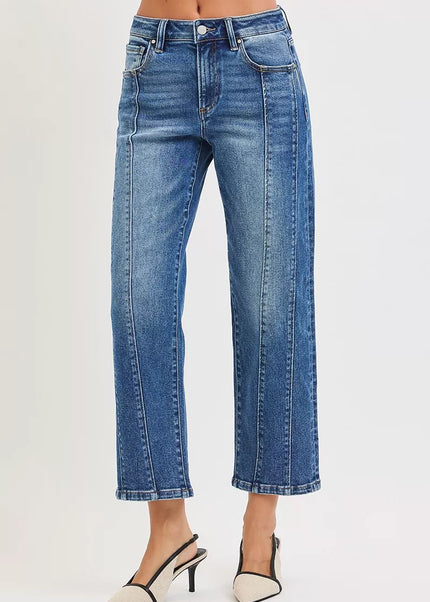 RISEN High Rise Crop Straight Jeans - Sleekdenim.com