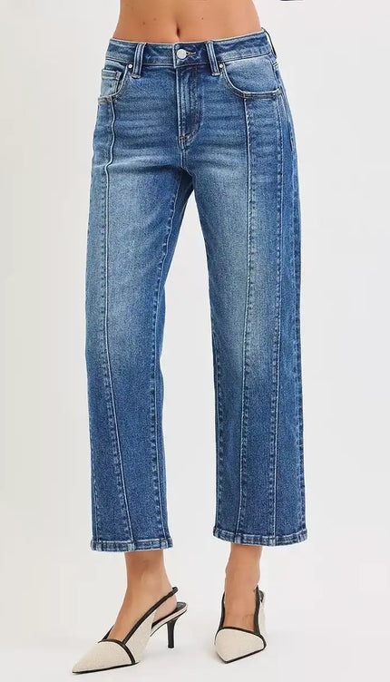 RISEN High Rise Crop Straight Jeans - Sleekdenim.com