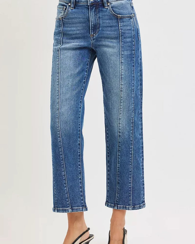 RISEN High Rise Crop Straight Jeans - Sleekdenim.com