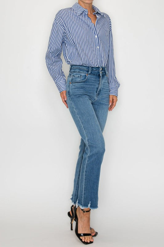 Artemis Vintage High Rise Double Waistband Straight Leg Jeans - Sleekdenim.com