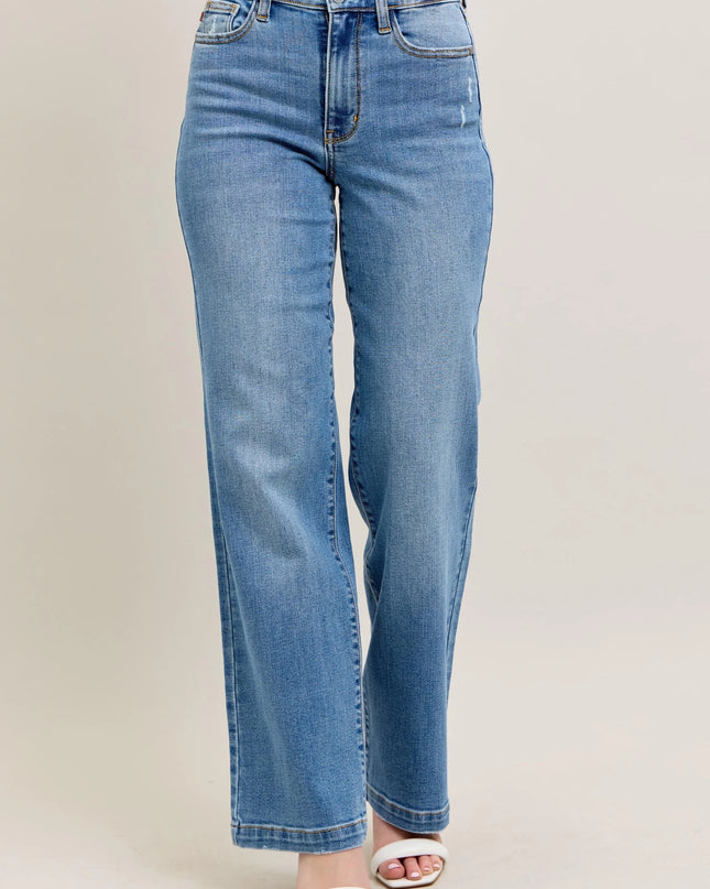 Judy Blue Full Size High Waist Straight Jeans Plus Size - Sleekdenim.com