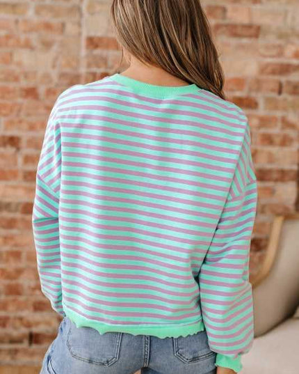 River Ribbed Trim Oversize Sweatshirt - Sleekdenim.com