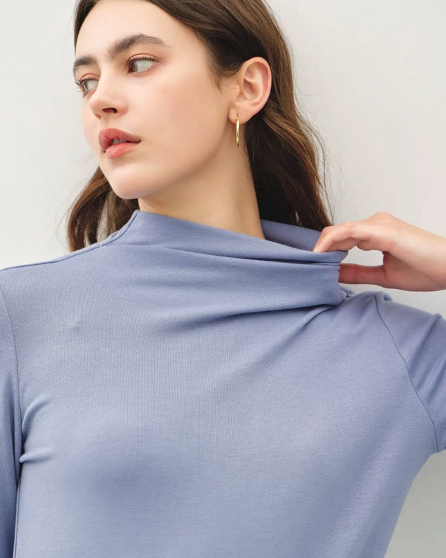 Be Cool Mock Neck Long Sleeve T-Shirt - Sleekdenim.com