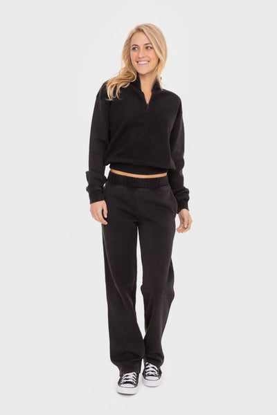 Mono B Elastic Waist Fleece Pants with Pockets - Sleekdenim.com