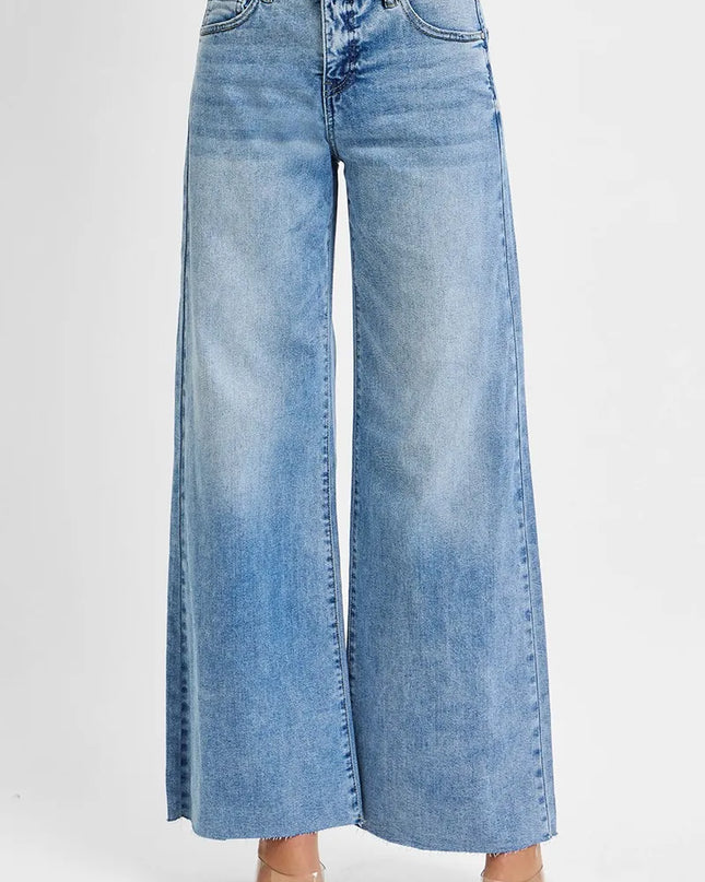 RISEN Full Size Tummy Control High Rise Ankle Palazzo Jeans Plus Size - Sleekdenim.com