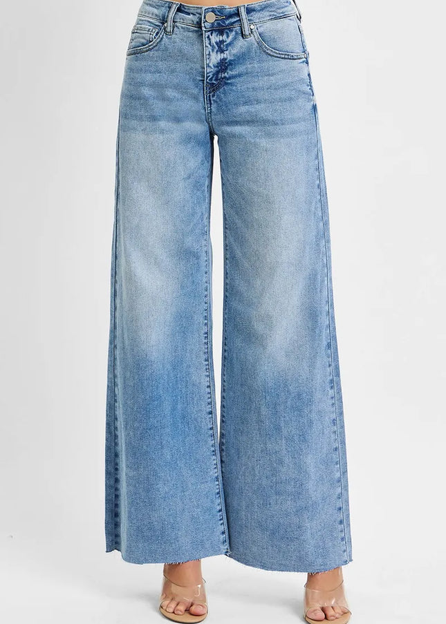 RISEN Full Size Tummy Control High Rise Ankle Palazzo Jeans Plus Size - Sleekdenim.com