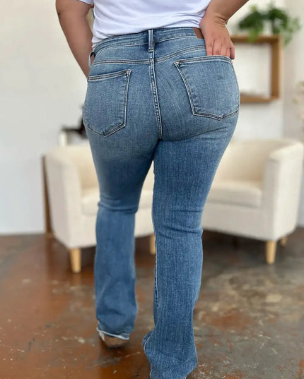 Judy Blue Full Size Mid-Rise Waist Straight Jeans - Sleekdenim.com