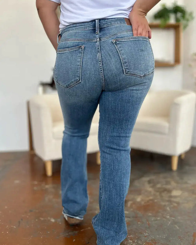 Judy Blue Full Size Mid-Rise Waist Straight Jeans - Sleekdenim.com