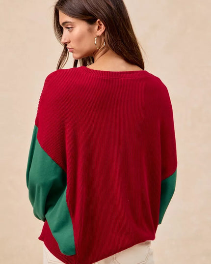 BiBi Christmas Theme Tree Embroidered Sweater - Sleekdenim.com