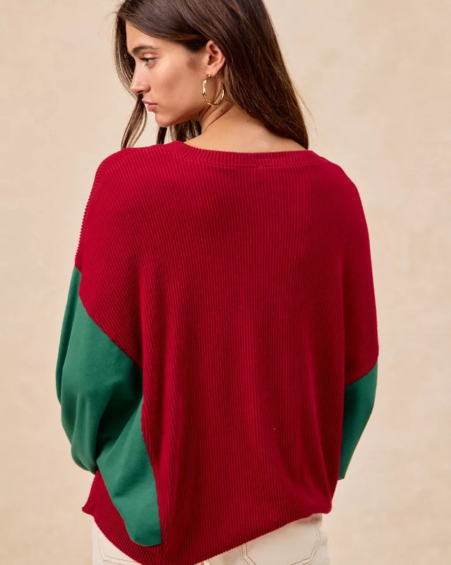 BiBi Christmas Theme Tree Embroidered Sweater - Sleekdenim.com