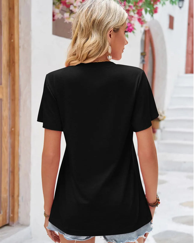 Double Take Ruched V-Neck Short Sleeve T-Shirt - Trendsi