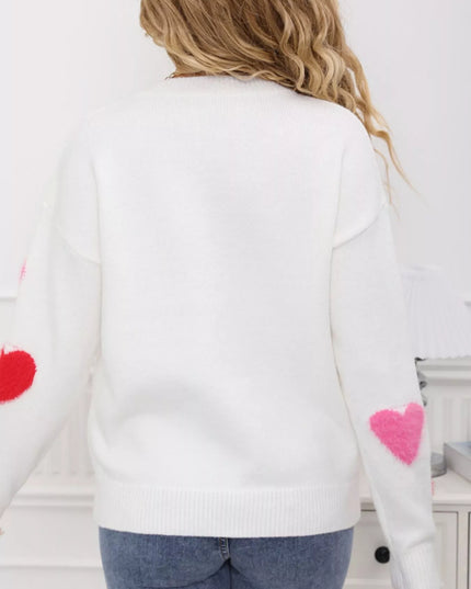 Valentine's Day Heart Pattern Knit Sweater - Sleekdenim.com