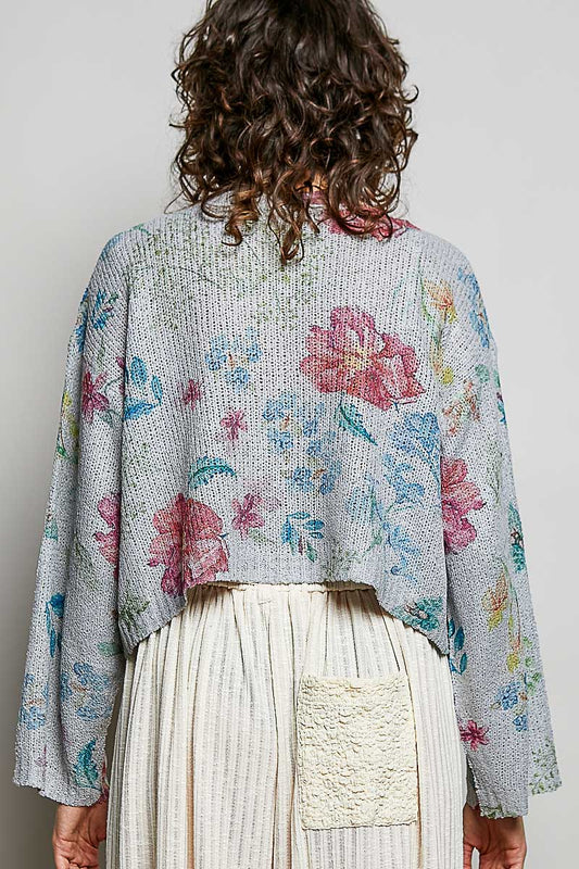 POL Floral Print Button-Down Knit Cardigan - Sleekdenim.com