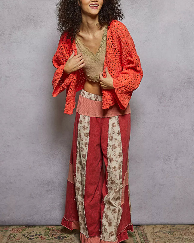 POL Open Front Cardigan with Crochet Patterns - Sleekdenim.com