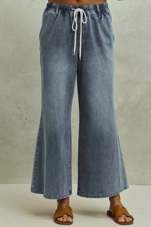 SO ME Mid Rise Elastic Waist Flare Denim Jeans - Image 1