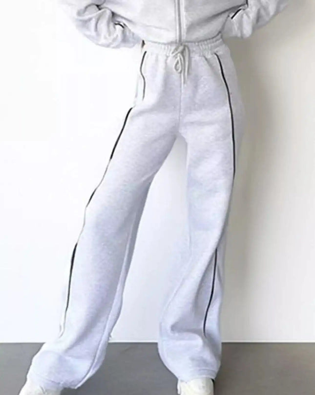 Full Size Zip Up Long Sleeve Top and Pants Set Plus Size - Sleekdenim.com