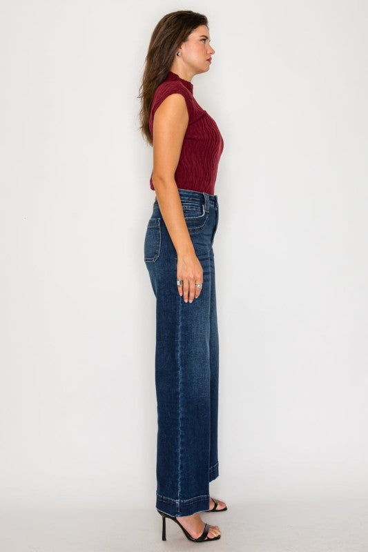 AT2099WDDT - TUMMY CONTORL HIGH RISE A-WIDE LEG FI - Sleekdenim.com