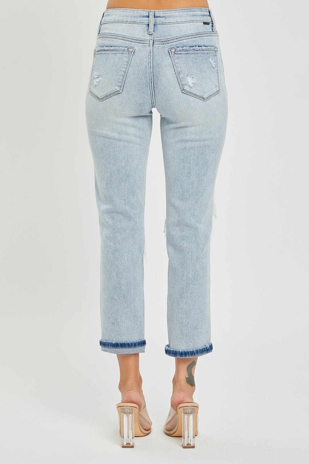 RISEN Mid-Rise Sequin Patched Jeans | Sleekdenim.com