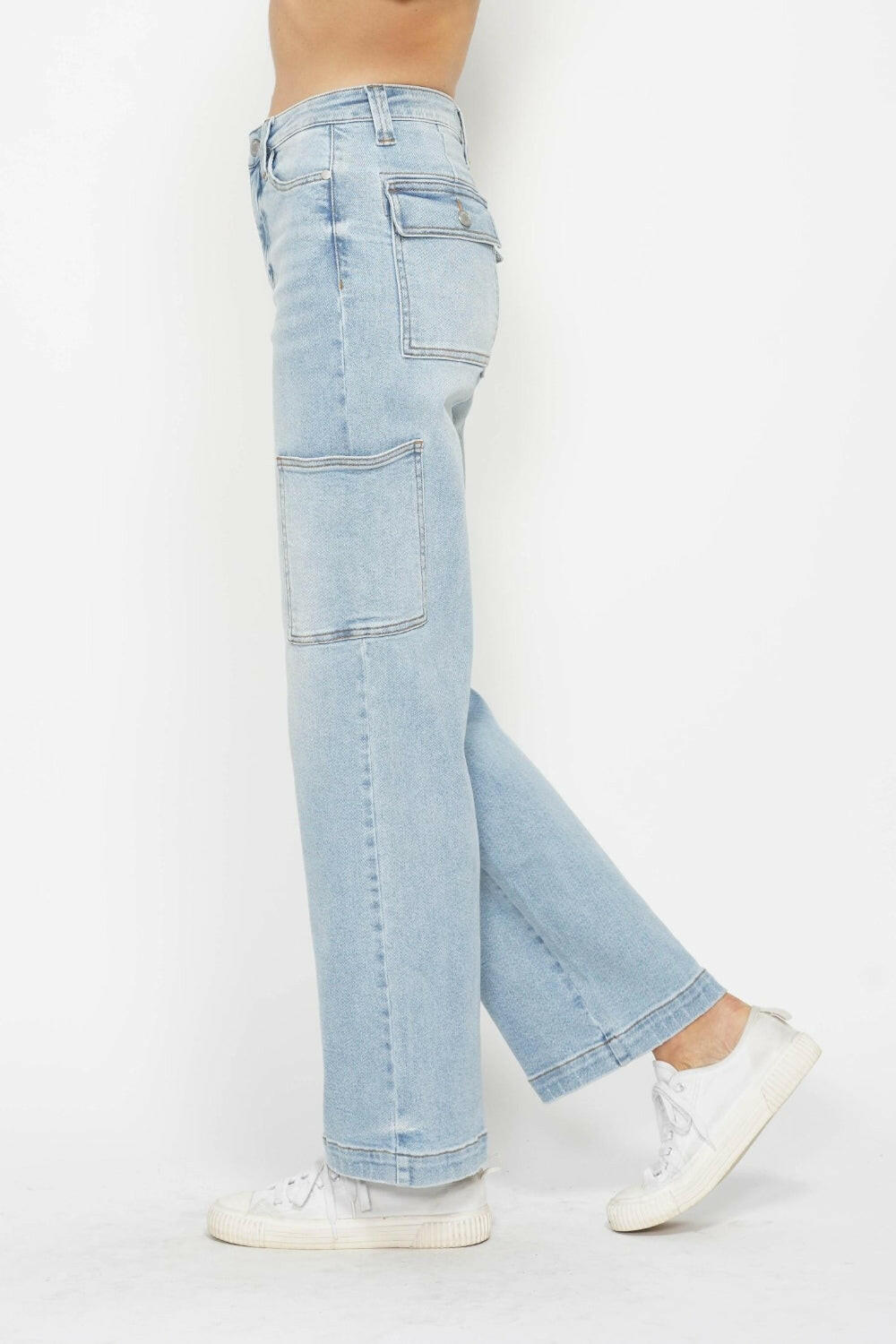 Judy Blue Full Size High Waist Straight Cargo Jeans.