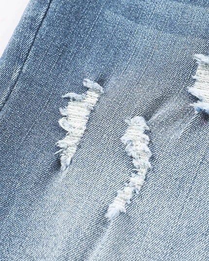 High Waist Distressed Straight Leg Jeans - Sleekdenim.com