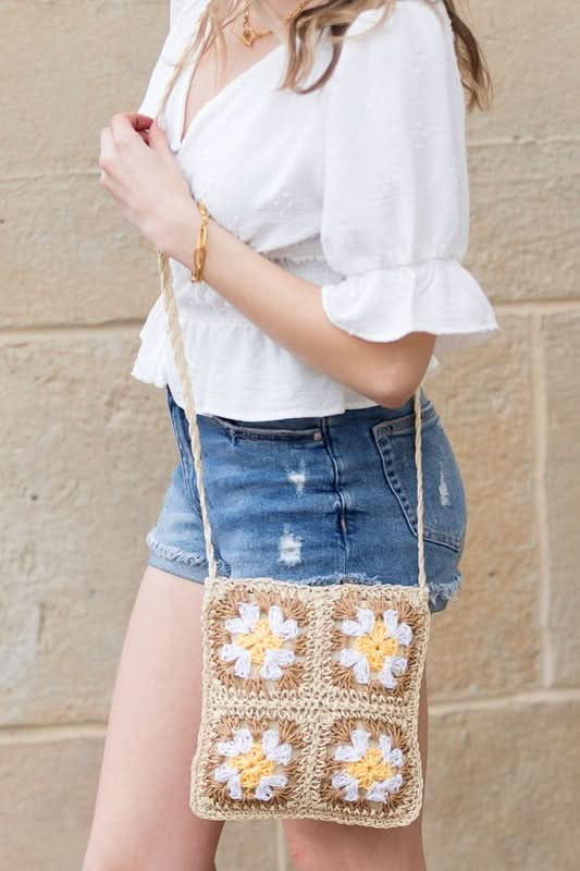 Eliza Crochet Straw Crossbody - Sleekdenim.com