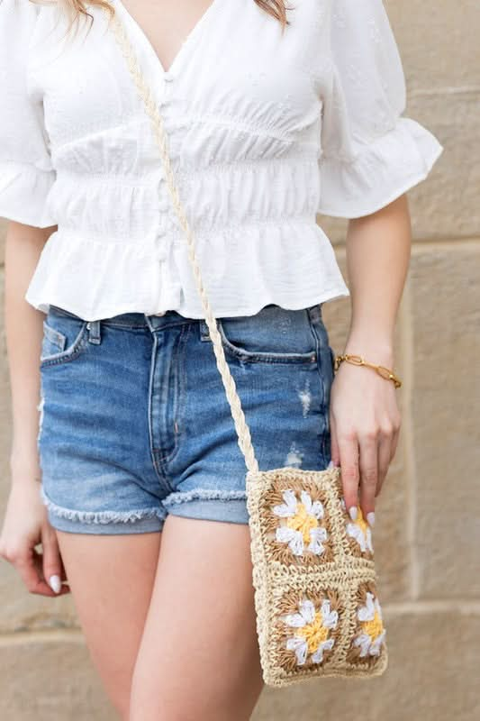 Eliza Crochet Straw Crossbody - Sleekdenim.com