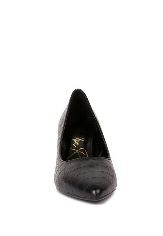 Emersyn Croc Block Heel Pump Shoes - Sleekdenim.com