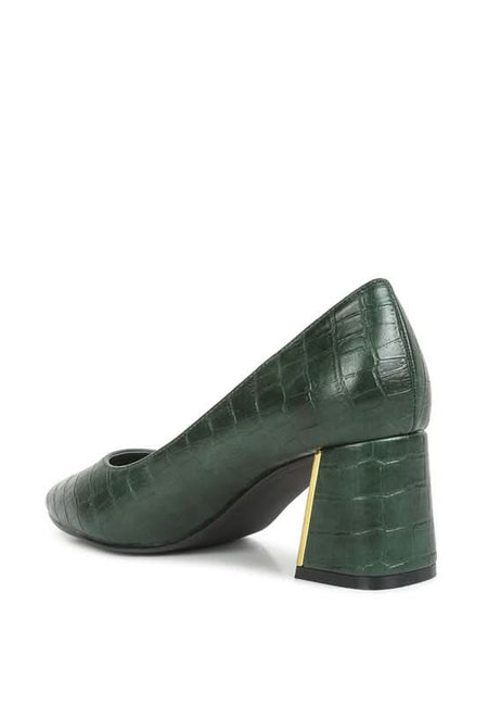 Emersyn Croc Block Heel Pump Shoes - Sleekdenim.com