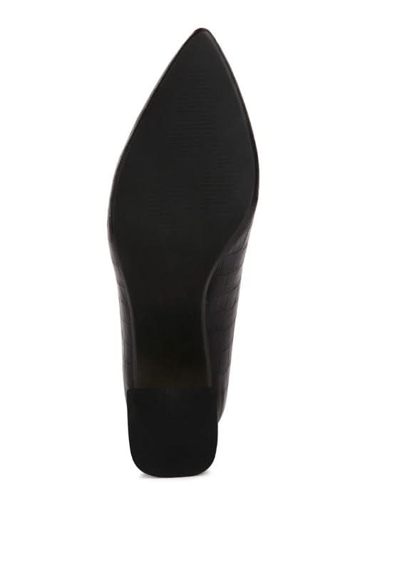 Emersyn Croc Block Heel Pump Shoes - Sleekdenim.com